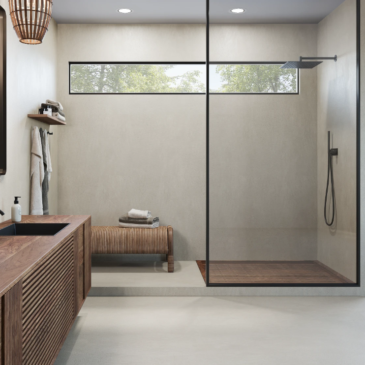 microconcrete ivory shower walls